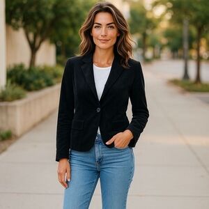 RL Richard NY Women's Black Velour One Button Blazer Size 14